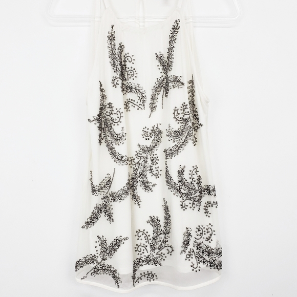 White House Black Market Tops - White House Black Market Ivory Beaded Top Size L